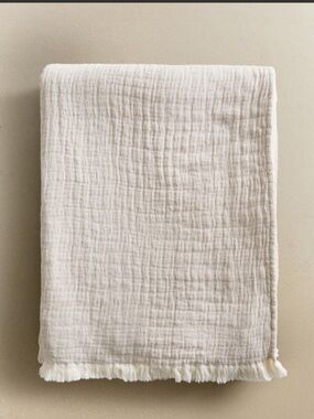 Zara oatmeal pleaded throw with fringe.